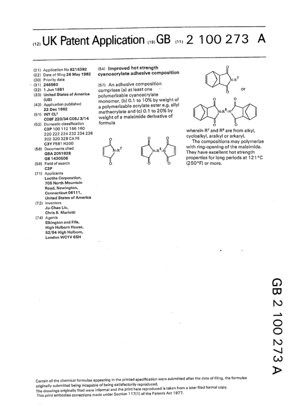 Improved Hot Strength Cyanoacrylate Adhesive Composition Afinitica
